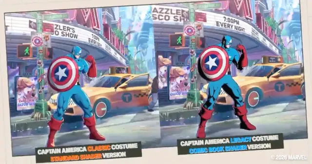Comic book shader for Captain America's classic outfit in Marvel Tokon: Fighting Souls is reminiscent of UMvC3's art style