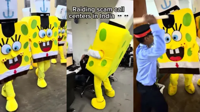 YouTuber raids scam call center in India with army of dancing SpongeBobs