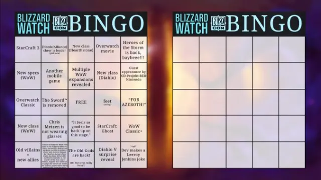 No Old Gods here, just the official Blizzard Watch BlizzCon 2026 BINGO board
