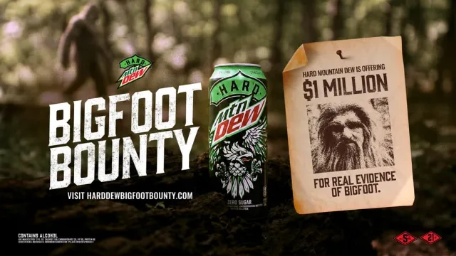 Hard Mountain Dew is giving someone $1M if they can prove Bigfoot exists