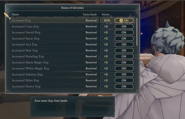 Fire Emblem: Fortune's Weave Notable Deeds and Boons of Salvation - How to spend Karma Shards and All Boons Available
