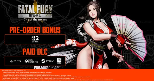 Mai's Classic Costume for Fatal Fury confirmed as paid DLC for most versions, free pre-order bonus for the Switch 2