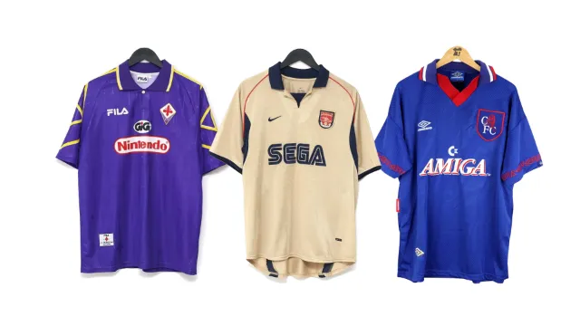 An Exhaustive Collection Of Football Shirts Featuring Video Game Sponsorships