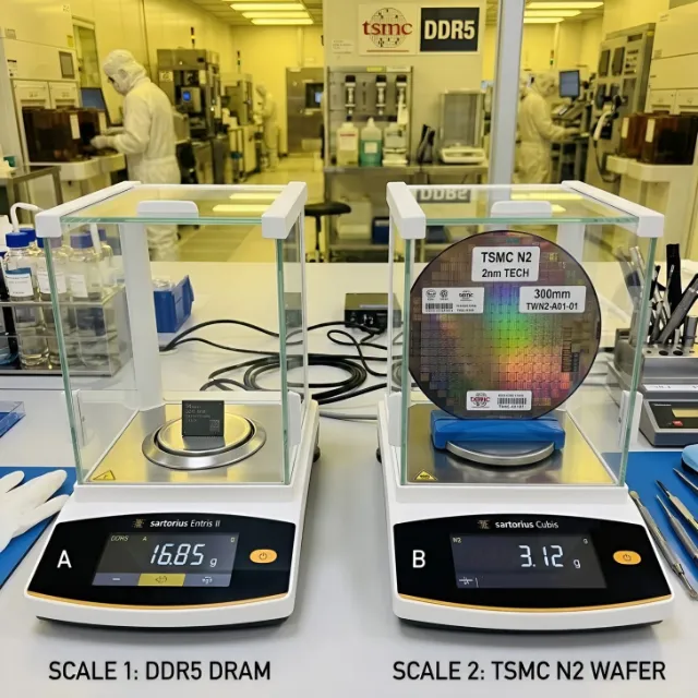 1b DRAM Now Costs 54% More Per Square Millimeter Than TSMC’s Equal-Sized N2 Wafer, Despite Being Far Easier To Fabricate