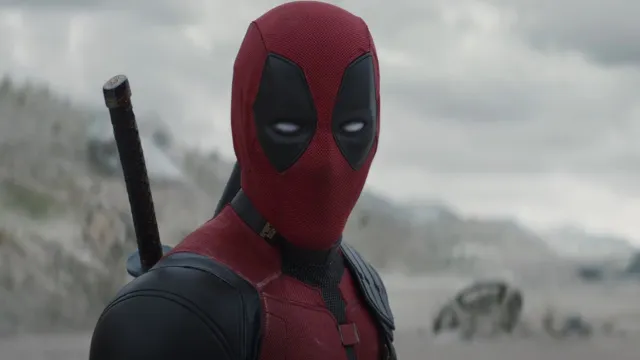 Ryan Reynolds suited up as Deadpool on the set of an Apple TV movie for Deadpool & Wolverine pick-ups