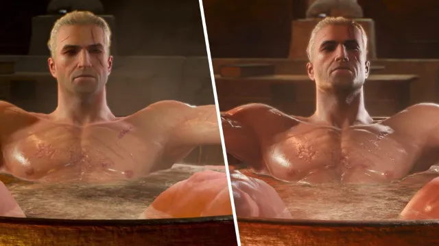 Here is your world-first comparison between original and remastered Tub Geralt in The Witcher 3
