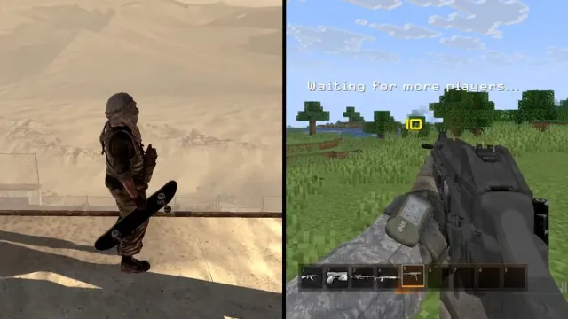 Minecraft & Skate 2 modded into Modern Warfare 2 in wildest combo yet