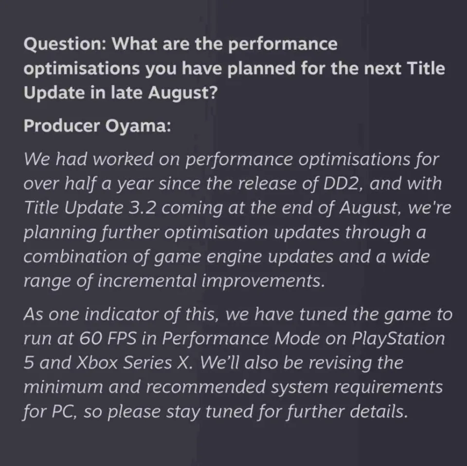 Dragon’s Dogma 2 Is Finally Getting a 60 FPS Update on PS5 and Xbox Series X