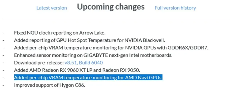 HWiNFO Extends Per-Chip VRAM Monitoring To AMD Navi Cards After Unlocking The Same Trick On NVIDIA RTX