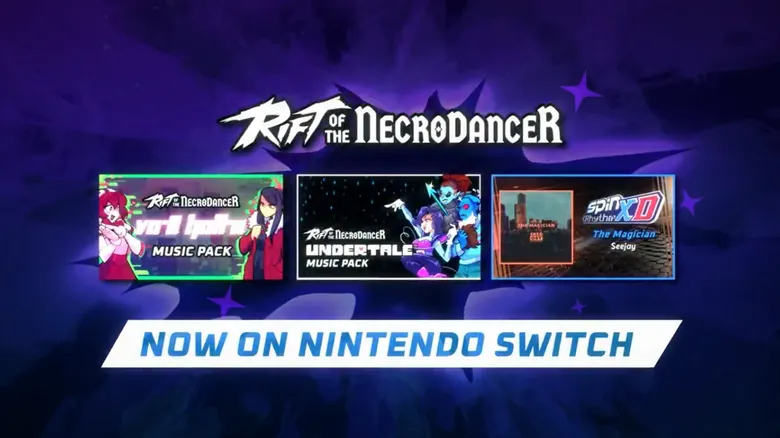 Rift of the Necrodancer "Undertale," "Va-11 Hall-a," and "Spin Rhythm XD" Music Packs now available on Switch