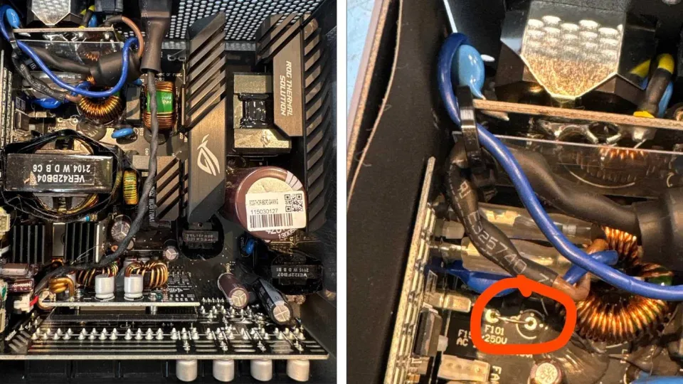 ASUS’ ROG Strix PSU Returning From RMA Was Discovered To Have Bypassed Internal Safety Fuse Instead Of Replacing Faulty Components, Creating A Potential Fire Hazard