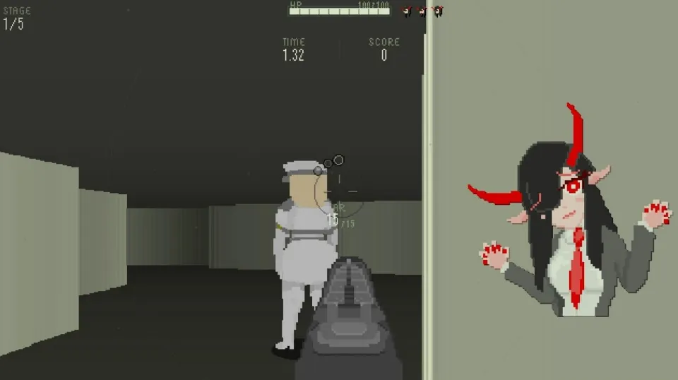 SATSUBATSU SUCCUBUS is a chaotic retro-style FPS where a succubus praises you for massacring angels