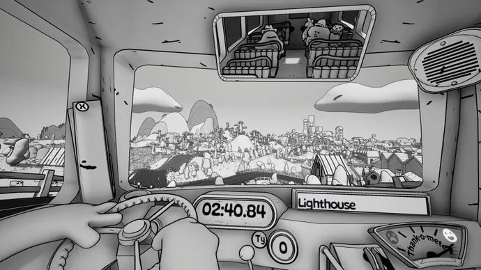 Double Fine's first game post-Xbox split is a goofy bus driving sim all about slapping passengers who don't follow the rules and doing a good job