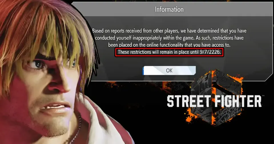 NYChrisG has apparently been banned from playing Street Fighter 6 online... for the next 200 years