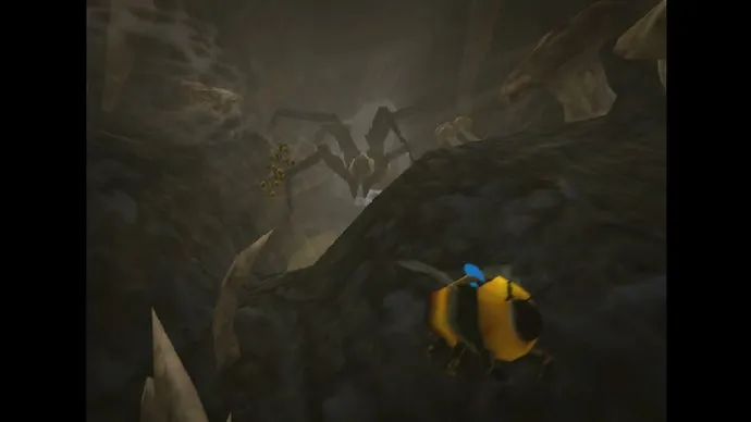 Low poly horror Tumblebee combines the joy of tumbling bees with the not-joy of being chased by huge spiders