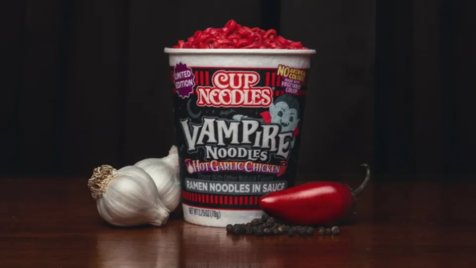 Cup Noodles launches blood-red “Vampire Noodles” with matching $3,999 casket